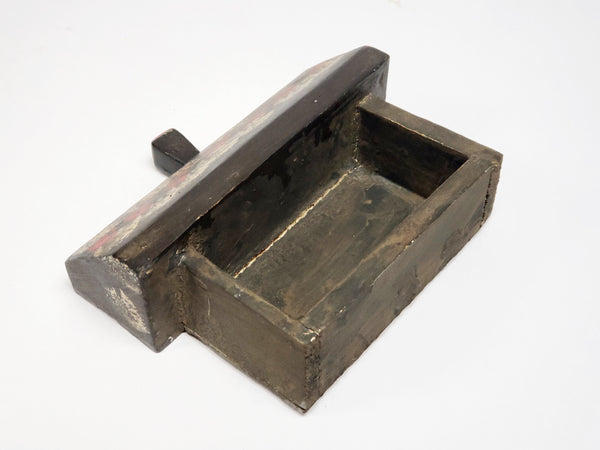 Early Smoke Decorated Wooden Wall Candle Box With Drawer