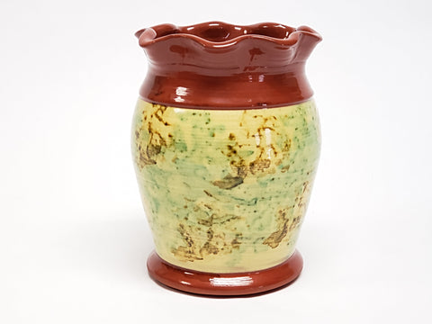 Americana Redware Pottery Vase by Jeff White Lebanon, Pennsylvania, 1984 Signed