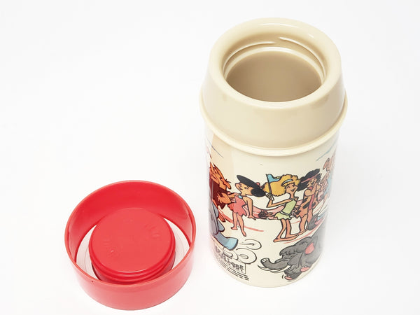 Vintage 1971 "The Flintstones" Metal Lunch Box With Matching Thermos By Aladdin