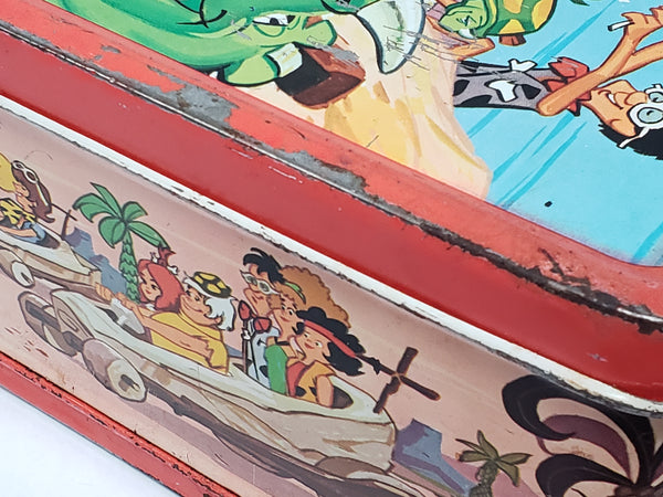 Vintage 1971 "The Flintstones" Metal Lunch Box With Matching Thermos By Aladdin