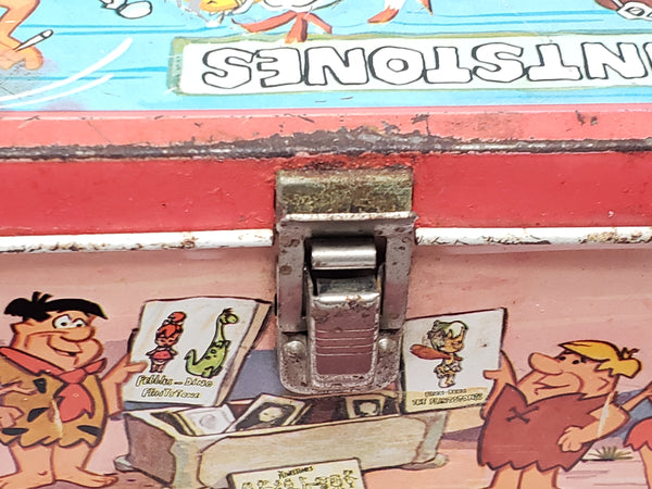 Vintage 1971 "The Flintstones" Metal Lunch Box With Matching Thermos By Aladdin