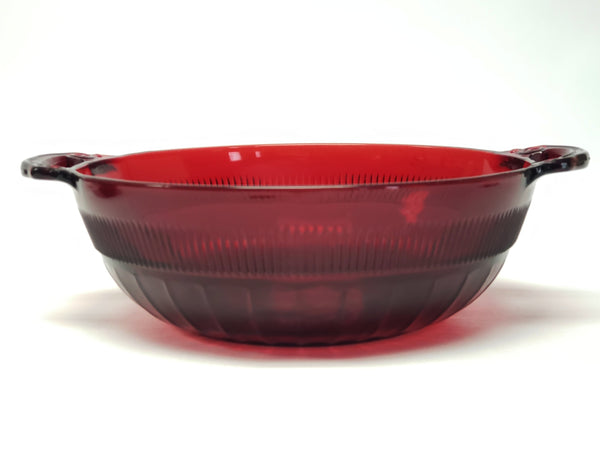 Royal Ruby Red 7 Piece Glass Berry Bowl Serving Set "Cornation" by Anchor Hocking c 1939-1940