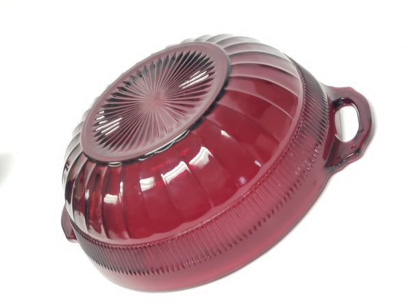 Royal Ruby Red 7 Piece Glass Berry Bowl Serving Set "Cornation" by Anchor Hocking c 1939-1940
