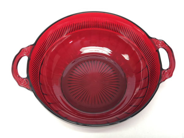 Royal Ruby Red 7 Piece Glass Berry Bowl Serving Set "Cornation" by Anchor Hocking c 1939-1940