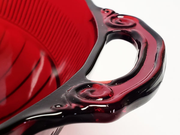 Royal Ruby Red 7 Piece Glass Berry Bowl Serving Set "Cornation" by Anchor Hocking c 1939-1940