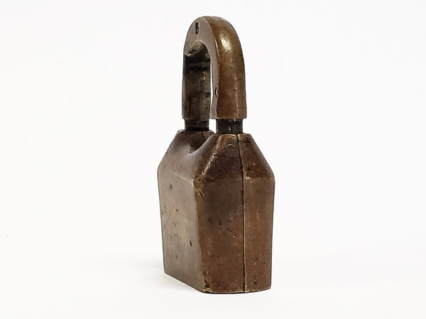 Antique Brass Padlock With Incised 5 - No Key