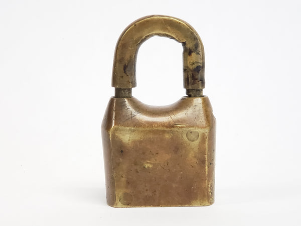 Antique Brass Padlock With Incised 5 - No Key