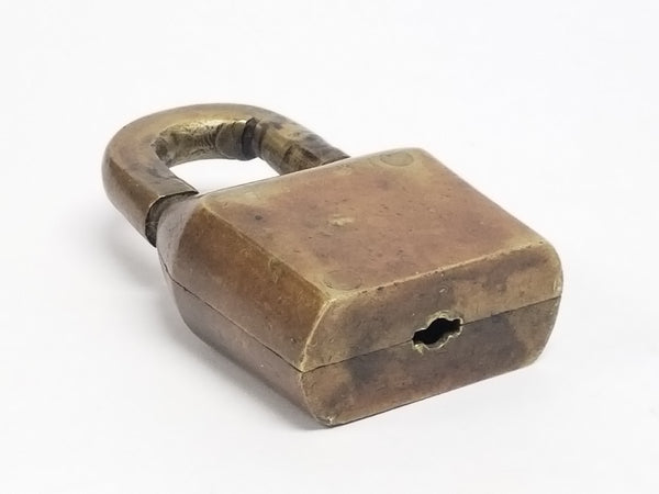Antique Brass Padlock With Incised 5 - No Key