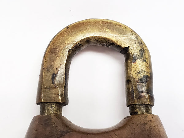 Antique Brass Padlock With Incised 5 - No Key