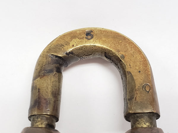 Antique Brass Padlock With Incised 5 - No Key