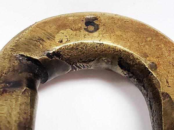 Antique Brass Padlock With Incised 5 - No Key