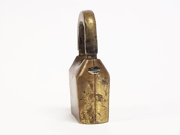 Antique Brass Padlock With Incised 5 - No Key