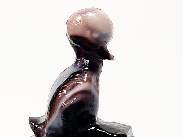 Purple Slag Glass Covered Dish with Duck Finial by Imperial Glass Company - Mid-Century