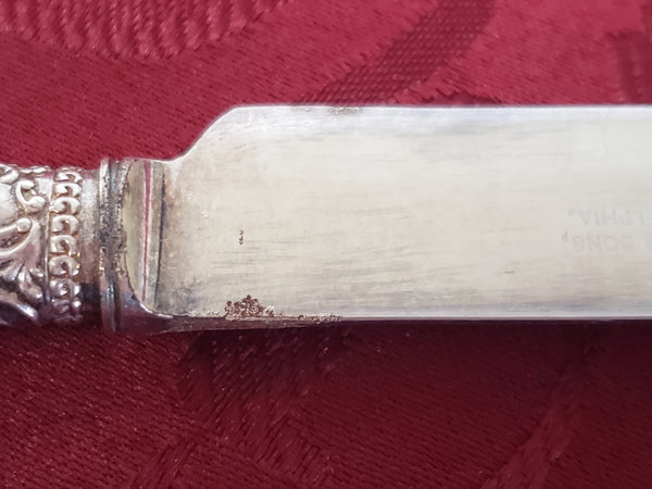 Mother-of-Pearl & Sterling Silver Banded Luncheon Knives Set of 12 By S. Kind & Sons - Early 1900's