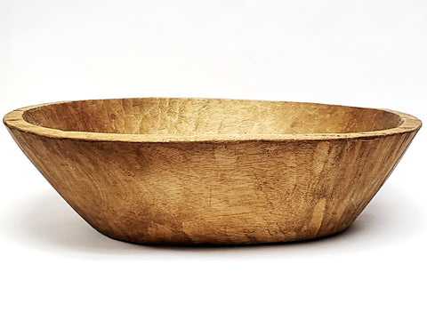 Large Farmhouse Hand Hewn Wooden Dough Trencher Bowl - Over 6 Pounds