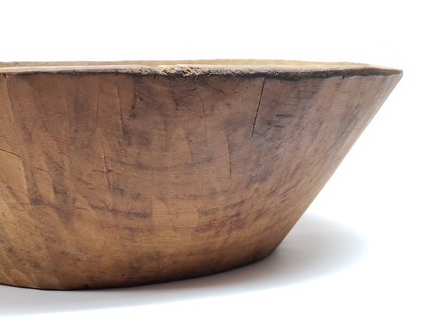 Large Farmhouse Hand Hewn Wooden Dough Trencher Bowl - Over 6 Pounds