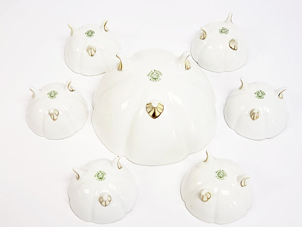 Antique Nippon Hand Painted Porcelain Nut Bowl Set of 7
