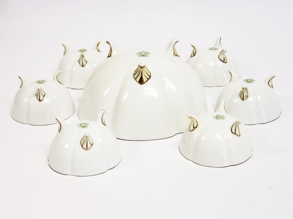 Antique Nippon Hand Painted Porcelain Nut Bowl Set of 7