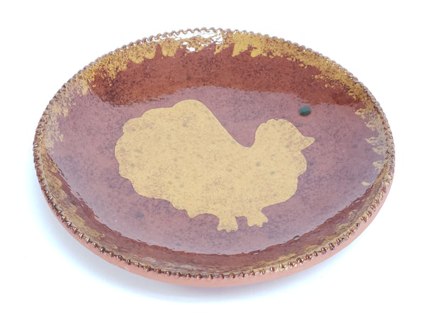 2004 Ned Foltz Redware Pottery Plate "Yellow Chicken" - Lancaster County, PA