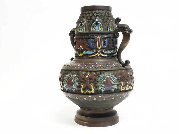 Vintage Japanese Champlevé Enamel and Bronze Vase