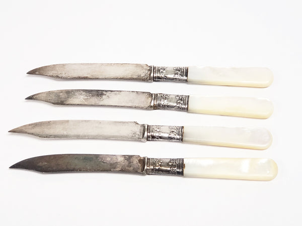 Antique Mother of Pearl and Sterling Fruit Knives - Aetna Works Landers Frary & Clark