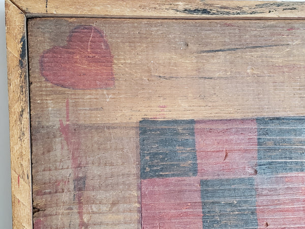 Vintage Handcrafted Wooden Folk Art Checkerboard