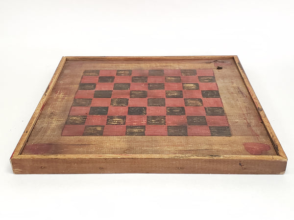 Vintage Handcrafted Wooden Folk Art Checkerboard