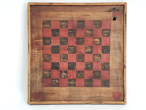 Vintage Handcrafted Wooden Folk Art Checkerboard