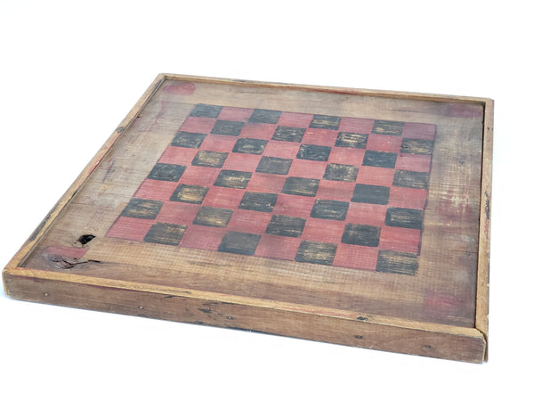 Handcrafted Wooden Folk Art Checkerboard