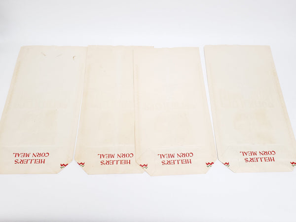 Vintage Corn Meal Advertising Sack Bags - Golden Glo Heller Milling - Lot of 4