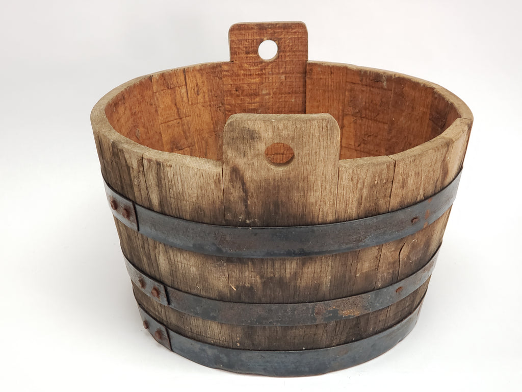 Vintage Wood Chore Bucket Rope Handle Wishing Well Water Bucket