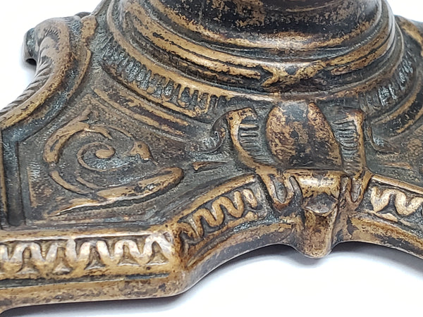 Art Deco Brass Inkwell With Porcelain Insert Cup
