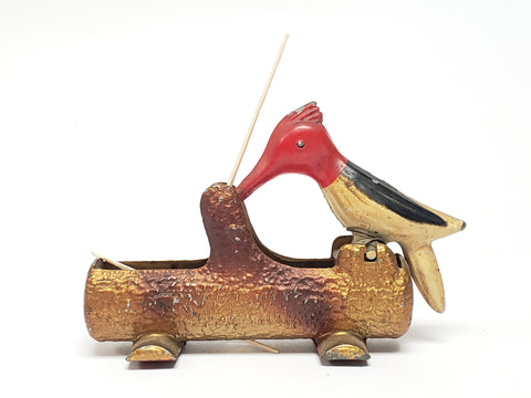 Vintage Woodpecker Toothpick Holder Dispenser