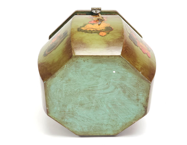 Unique Mid Century Octagon Box Purse - Decoupage Mice "Mouse House" w/ Lucite Handle