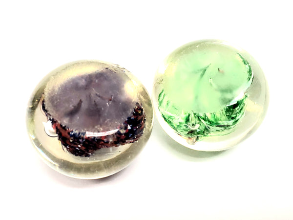 Pair of Round Colorful Art Glass Paperweights