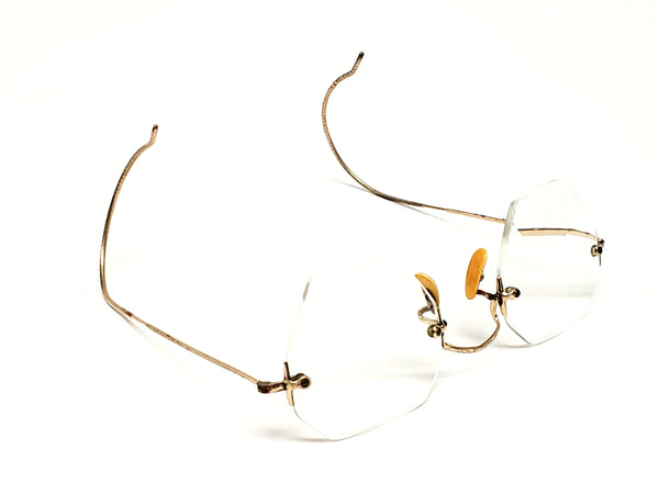 Vintage Octagonal Eyeglasses 1/10 12K Gold Filled Rimless W/ Case - AO