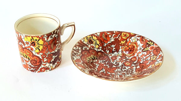 Antique Alfred Meakin Demitasse Espresso Cup & Saucer Set Paisley England