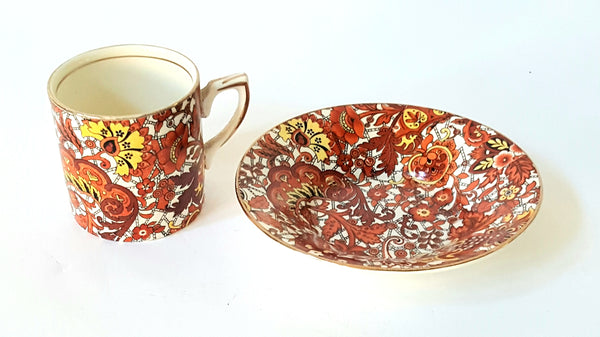 Antique Alfred Meakin Demitasse Cup & Saucer Set Paisley England c. 1900-1921
