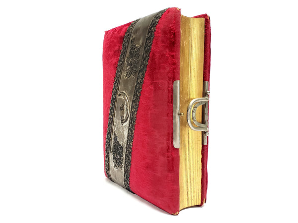 Antique Victorian Red Velvet Photo Album With Photo Cards