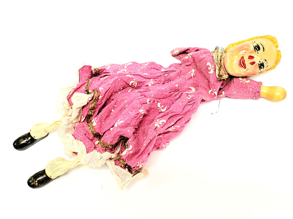 Vintage Punch & Judy Wooden Carved Hand Puppets Made in Germany