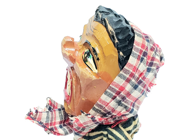 Vintage Carved Wooden "Angry Peasant Woman" Hand Puppet - Germany