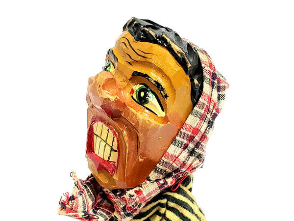 Vintage Carved Wooden "Angry Peasant Woman" Hand Puppet - Germany