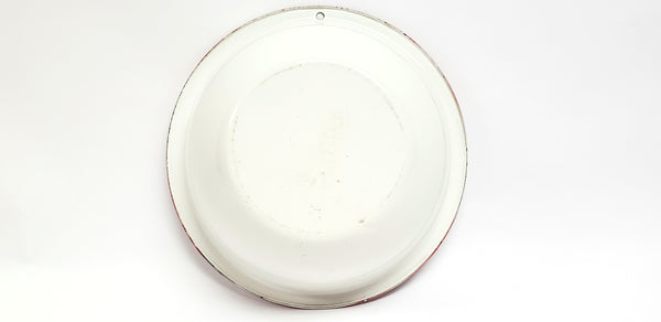 Vintage White with Red Rim Enamelware Mixing Bowl