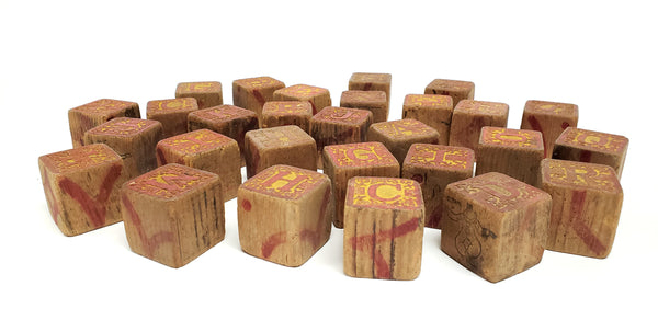 Antique Victorian Wooden Alphabet Blocks - Group of 28