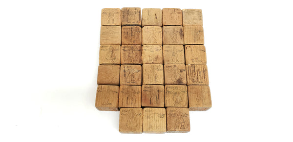 Antique Victorian Wooden Alphabet Blocks - Group of 28