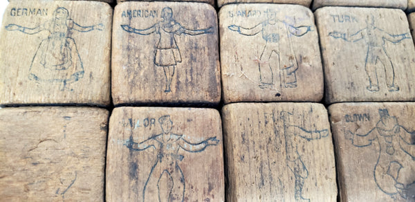 Antique Victorian Wooden Alphabet Blocks - Group of 28