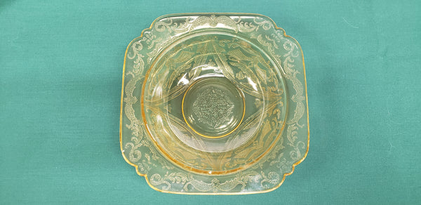 Madrid Amber Depression Glass Rimmed Soup Bowls Set of 8 by Federal Glass