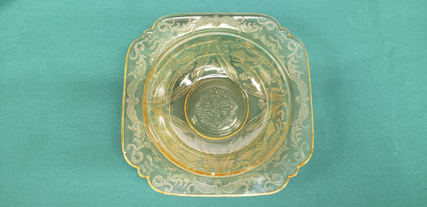 Madrid Amber Depression Glass Rimmed Soup Bowls Set of 8 by Federal Glass