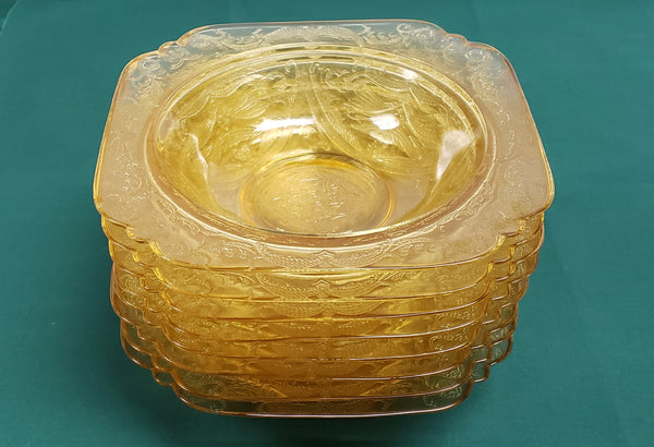 Madrid Amber Depression Glass Rim Soup Bowls by Federal Glass Set of 8