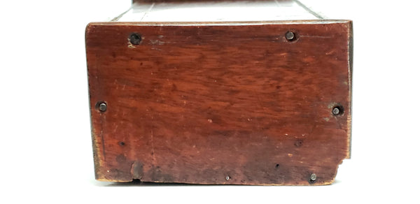 Antique Mahogany Wooden Hanging Candle Box Unique Crest Late 1800's